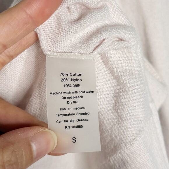 The Line Womens Small Sunkissed Pink Balbina Crew Neck Sweater Cotton Silk Nylon - Picture 6 of 8